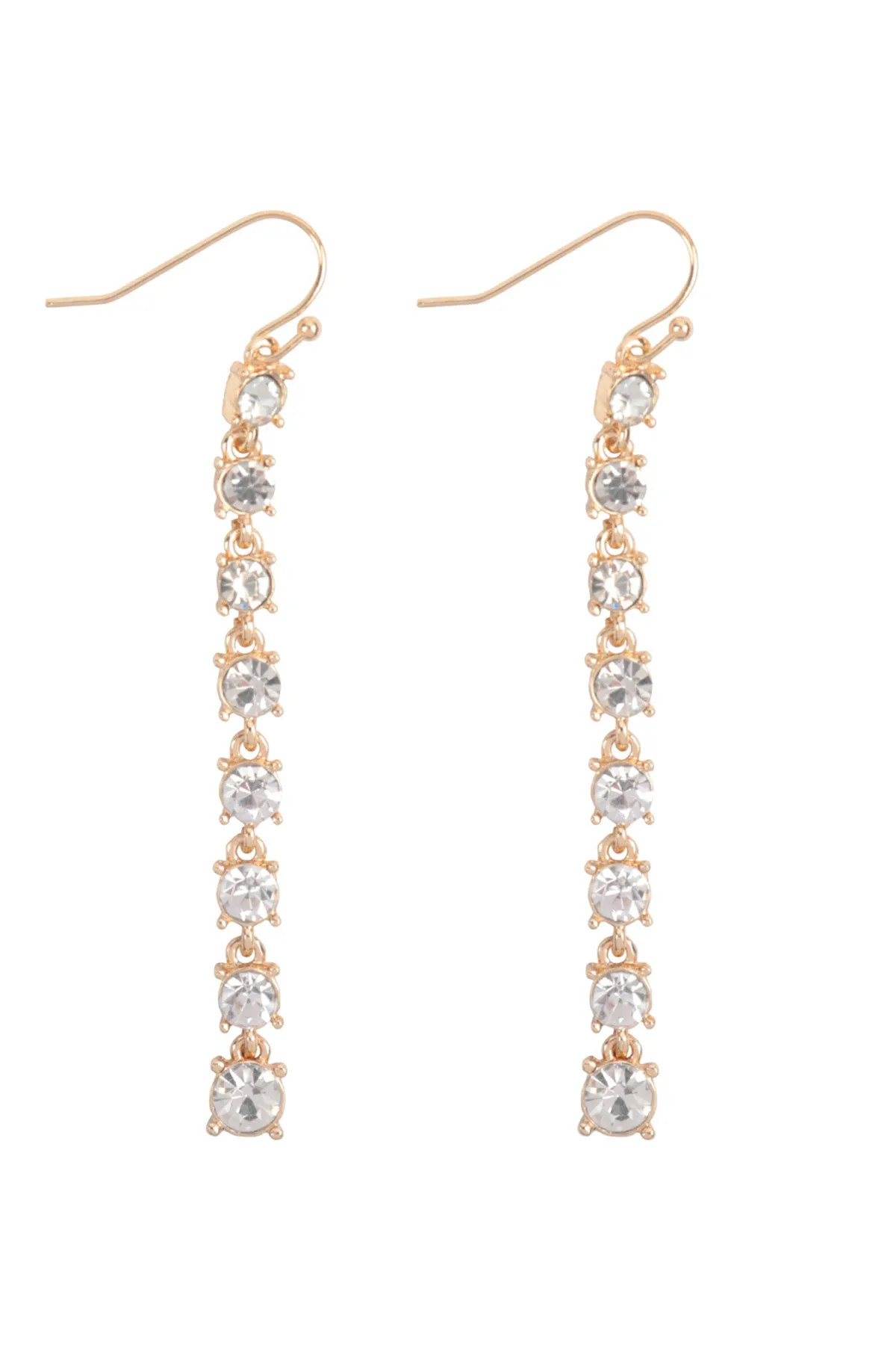 RHINESTONE LINEAR DROP HOOK EARRINGS