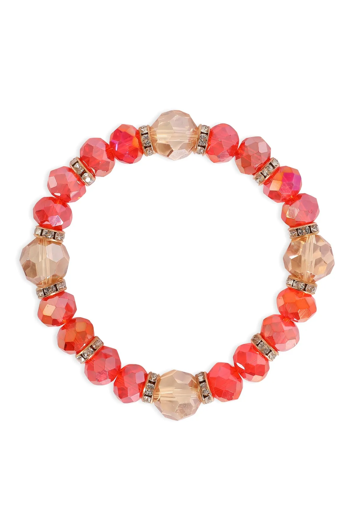 RONDELLE BEADS WITH RHINESTONE STRETCH BRACELET