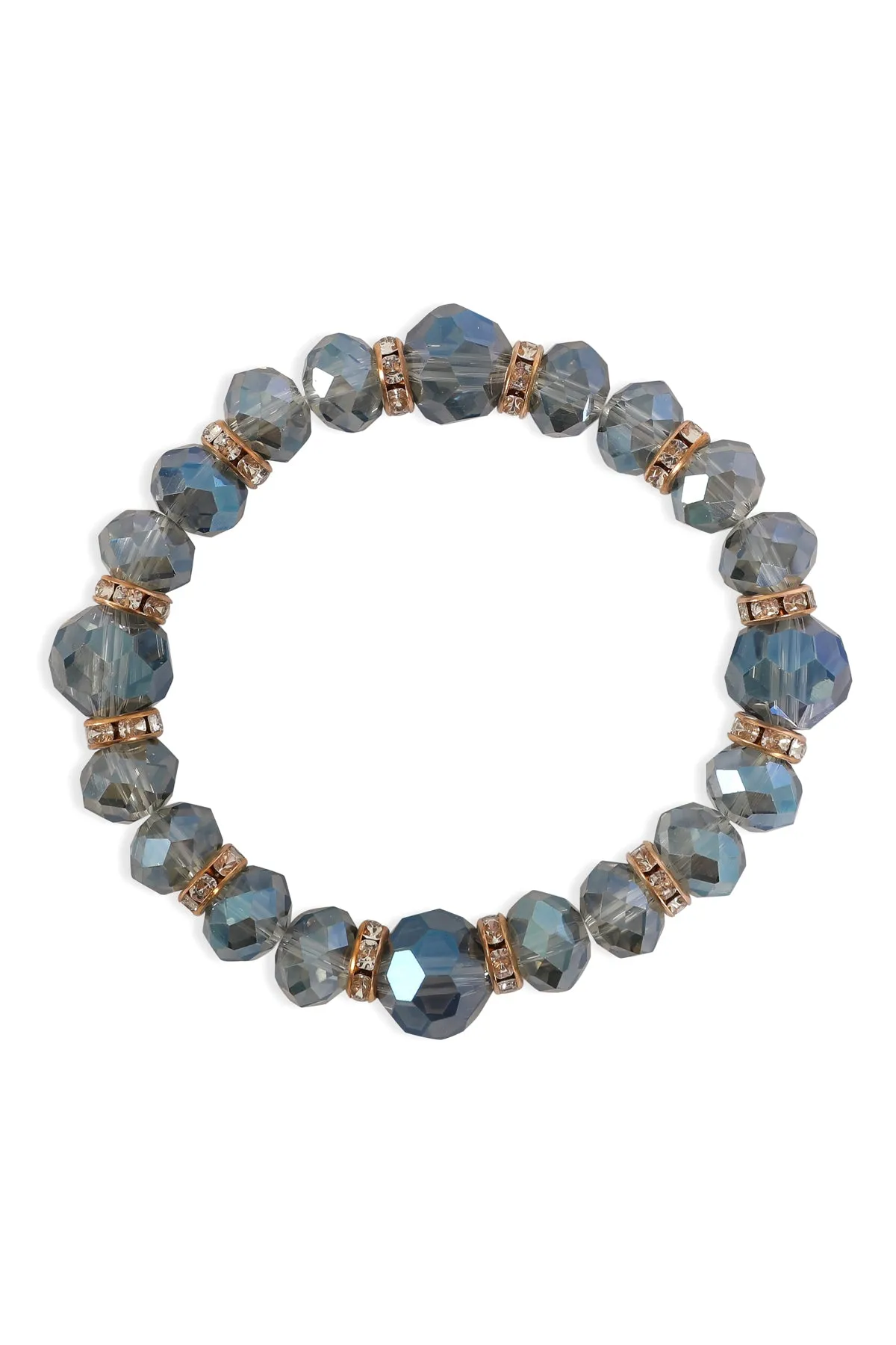 RONDELLE BEADS WITH RHINESTONE STRETCH BRACELET