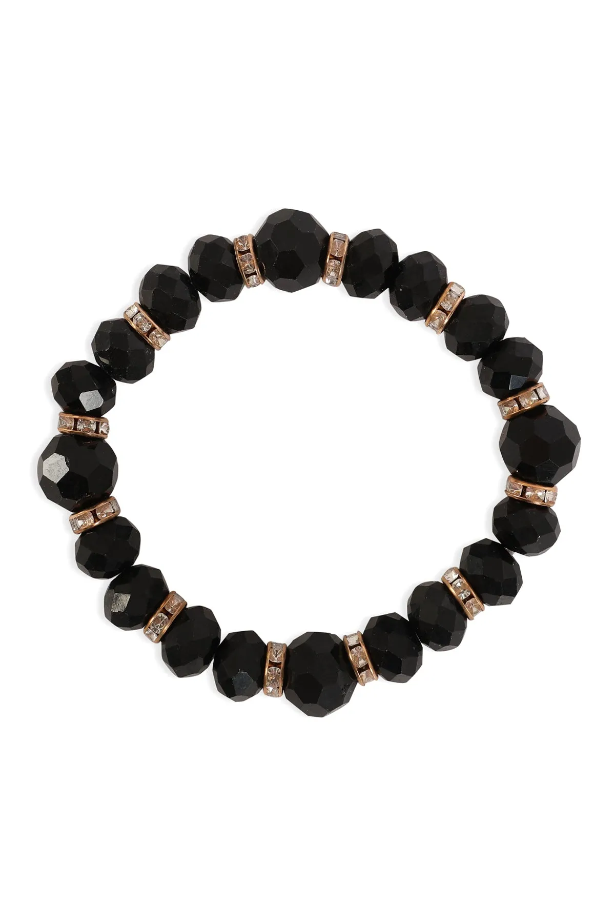 RONDELLE BEADS WITH RHINESTONE STRETCH BRACELET