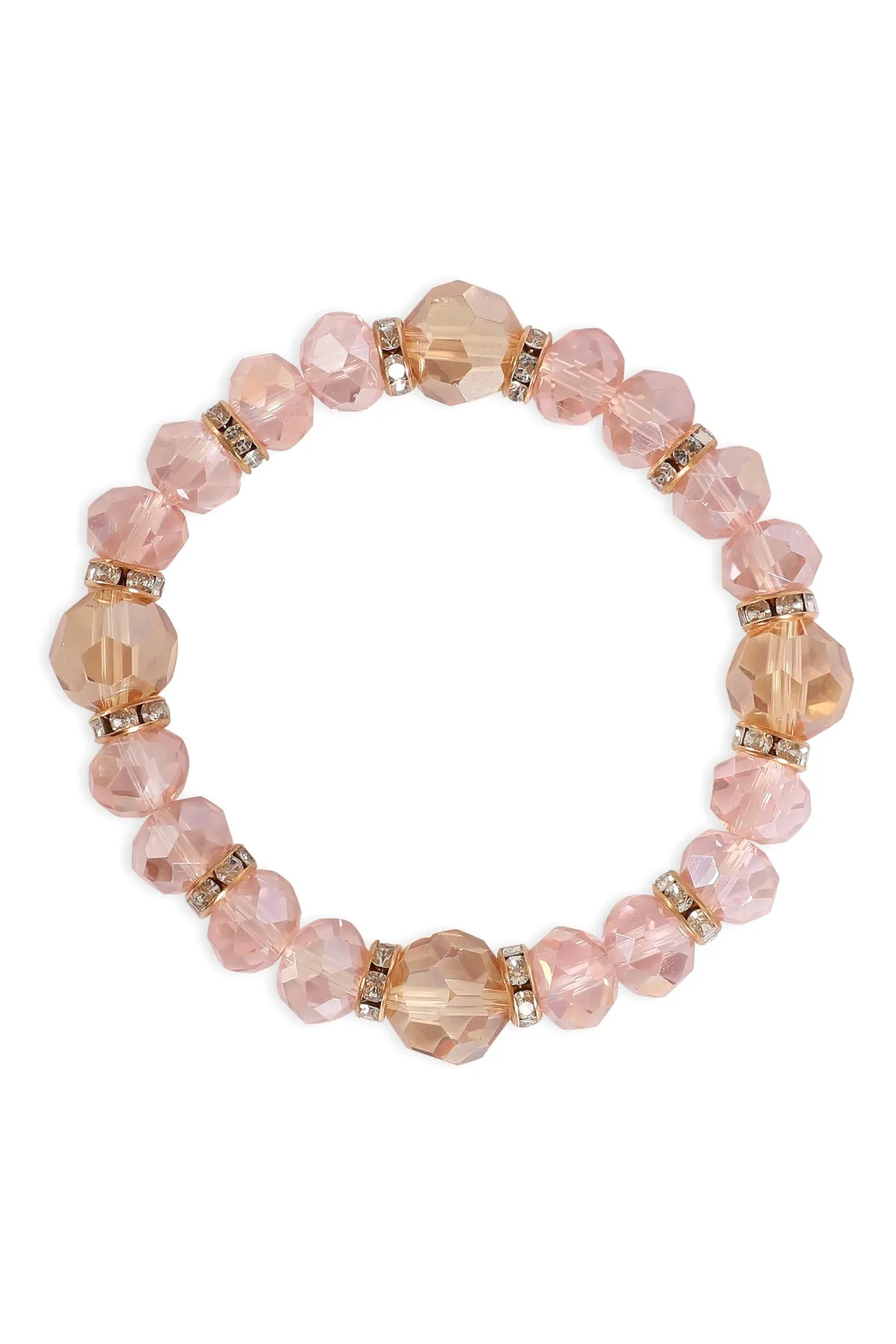 RONDELLE BEADS WITH RHINESTONE STRETCH BRACELET
