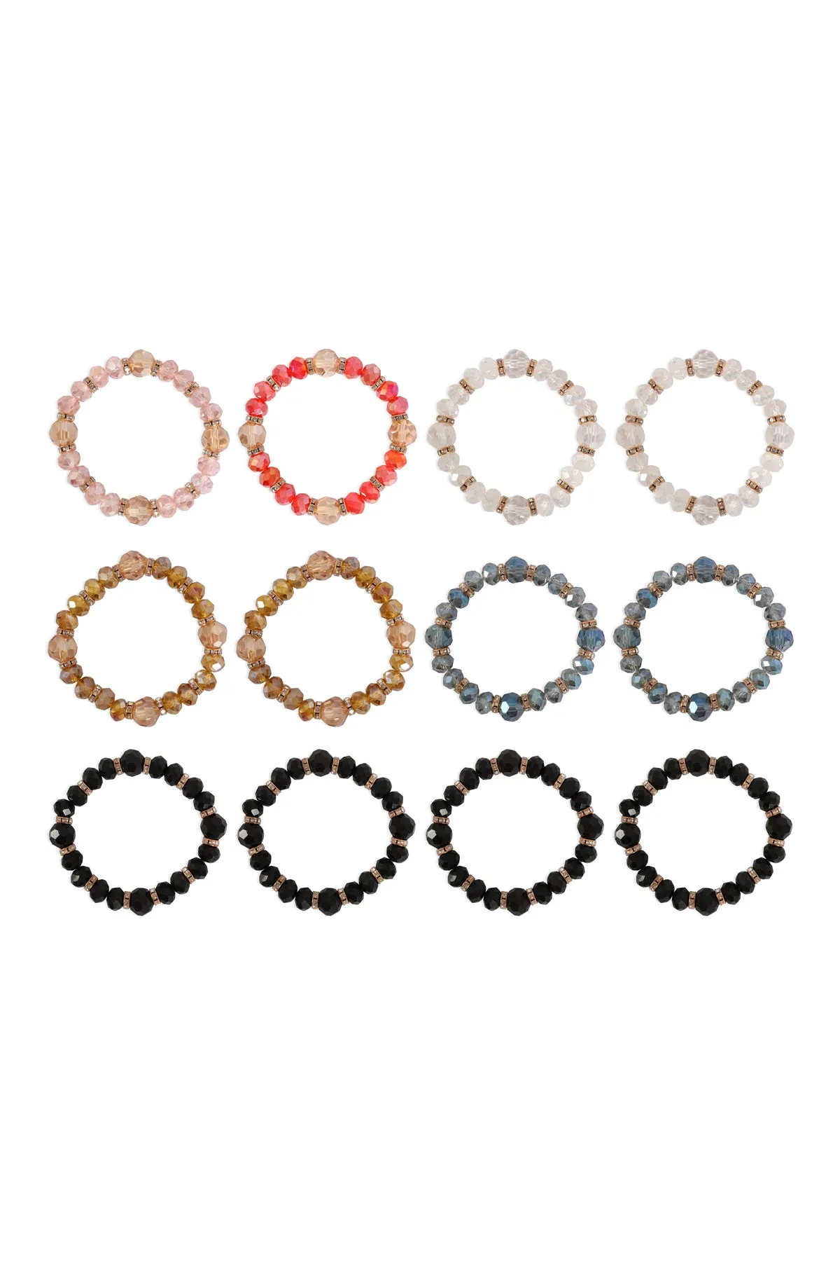 RONDELLE BEADS WITH RHINESTONE STRETCH BRACELET