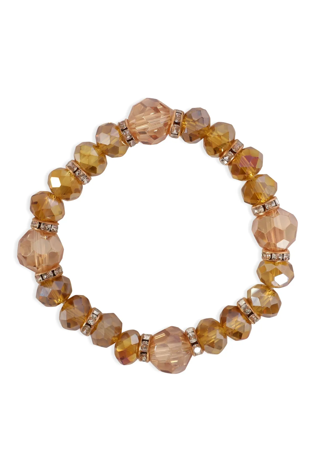 RONDELLE BEADS WITH RHINESTONE STRETCH BRACELET