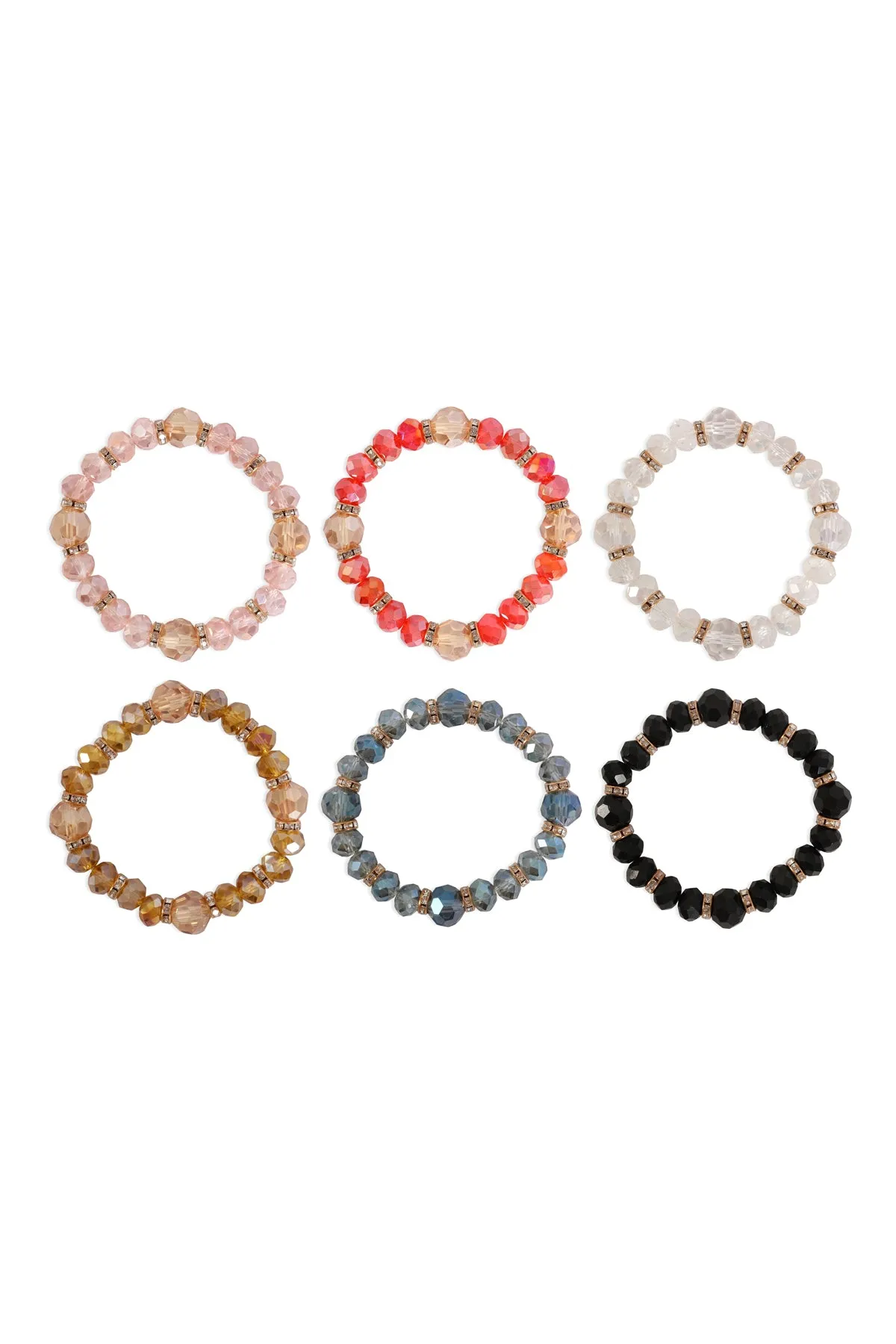 RONDELLE BEADS WITH RHINESTONE STRETCH BRACELET