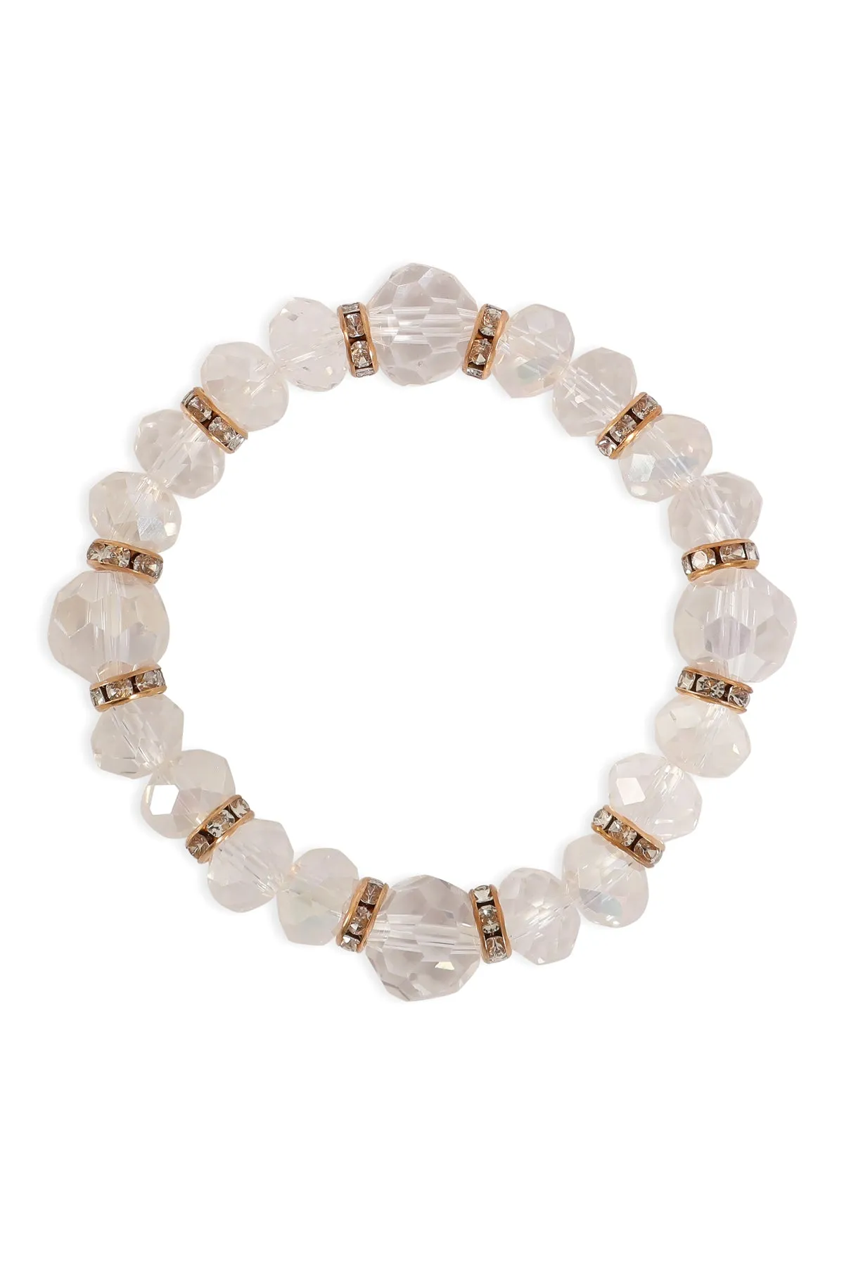RONDELLE BEADS WITH RHINESTONE STRETCH BRACELET