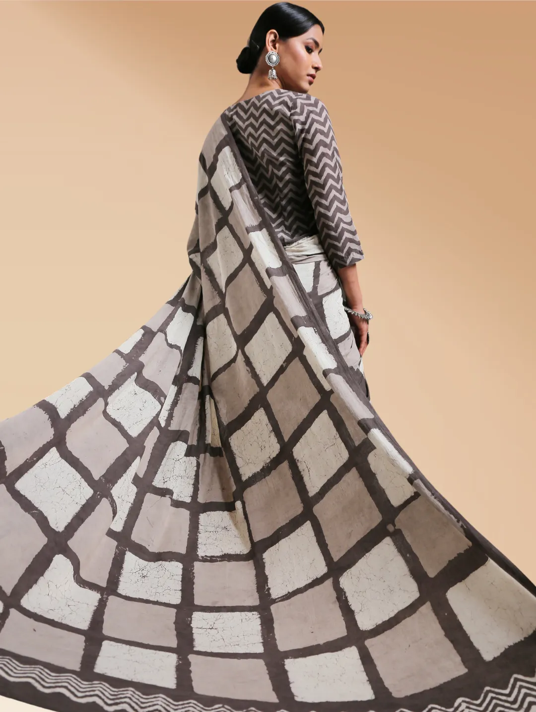 Sandcastle Box Hand Block Cotton Saree