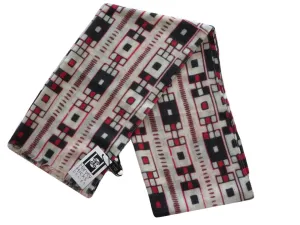Scarf oblong, wool/silk, Oudref-textile-motif, white
