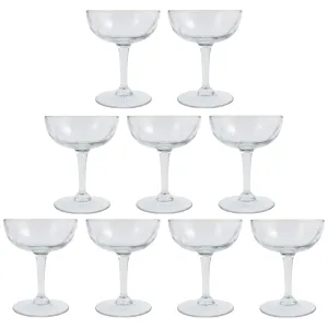 Set of 9 Antique French Etched Champagne Coupes