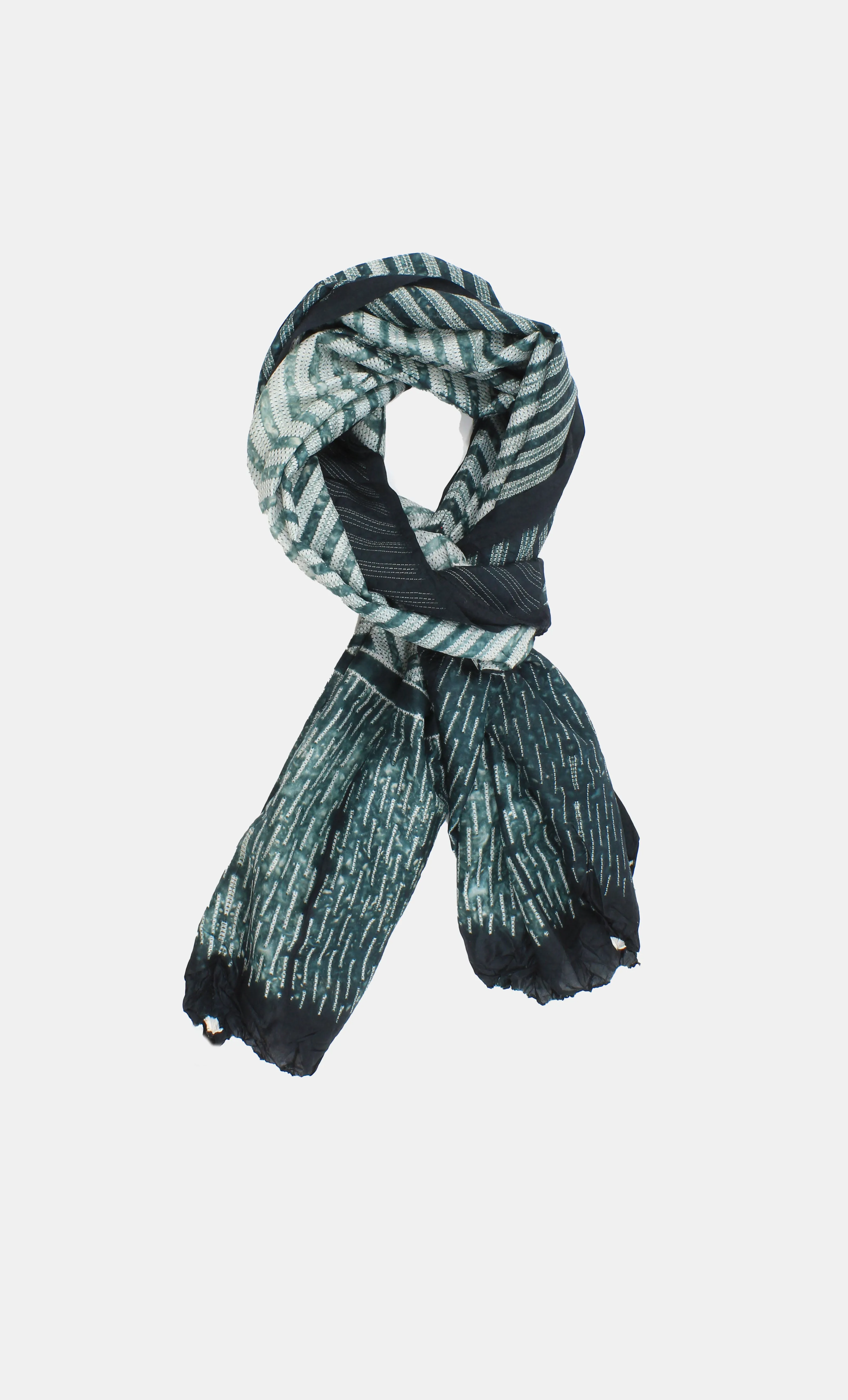 Silk Shibori Teal Handmade Scarf