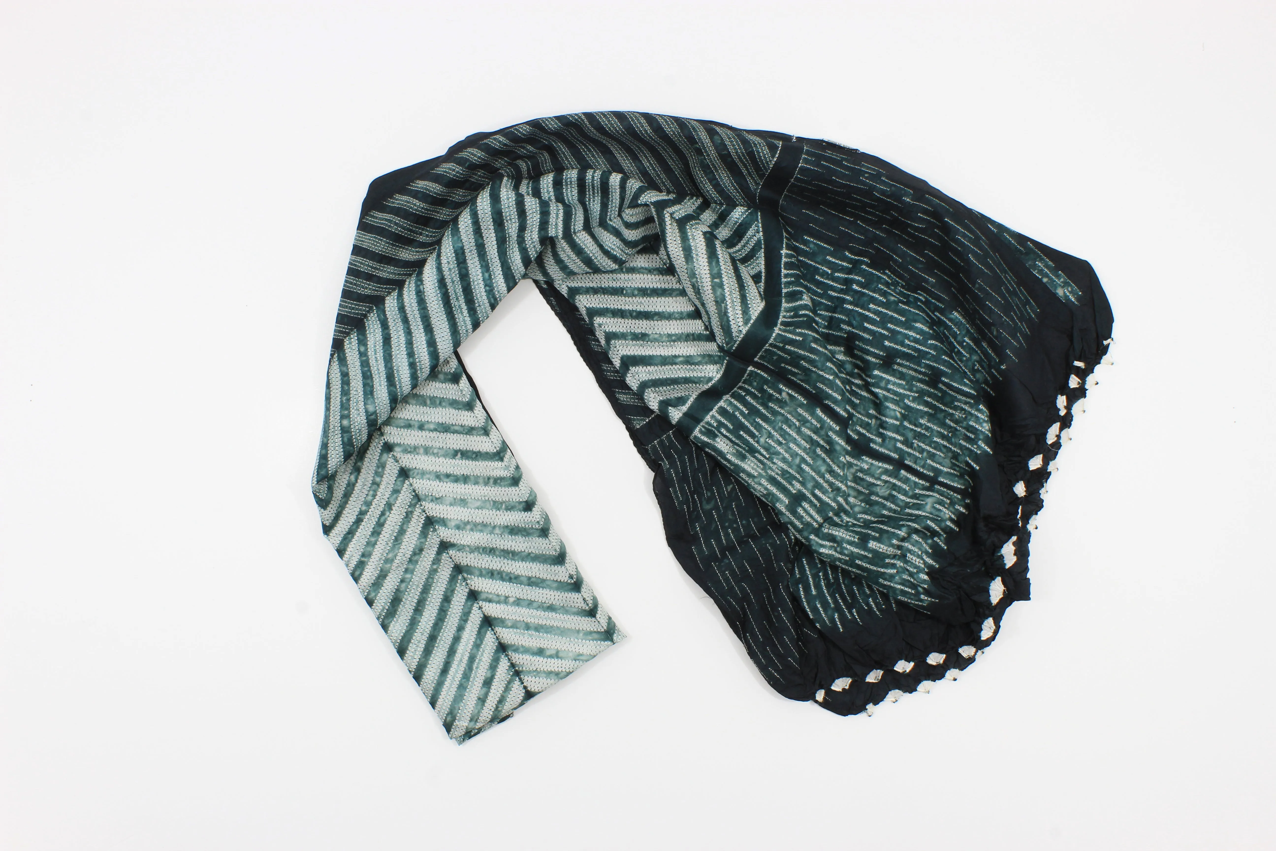 Silk Shibori Teal Handmade Scarf