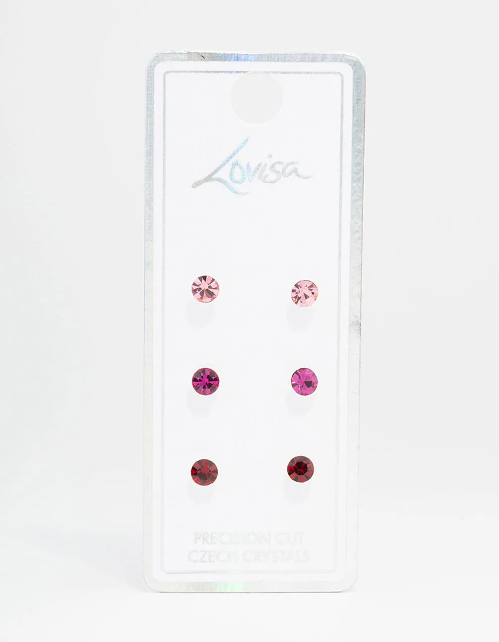 Silver Circular Bohemia Czech Crystal Stud Earrings 3-Pack