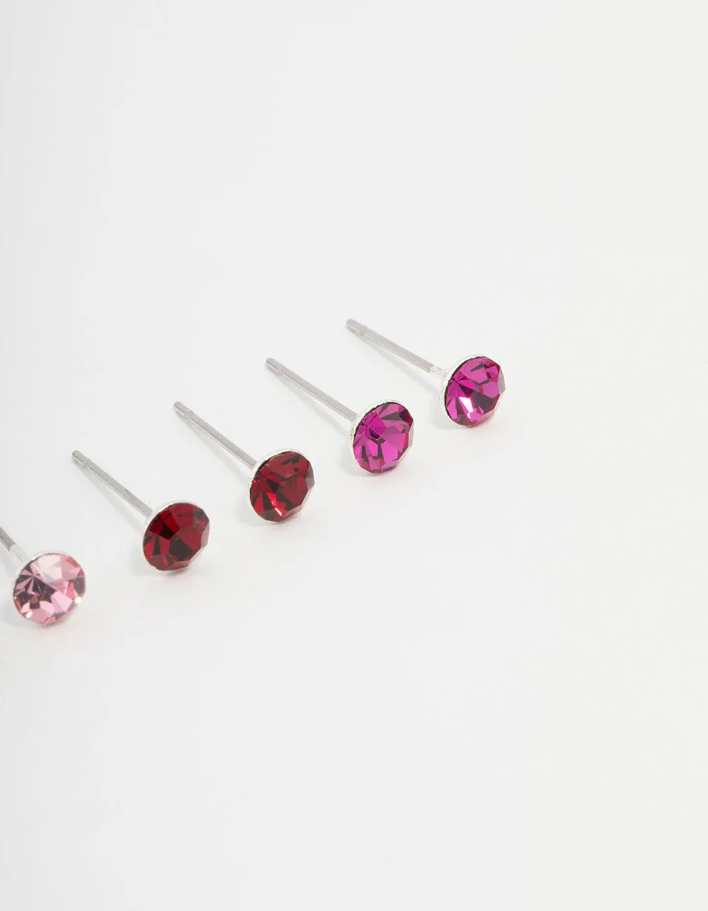 Silver Circular Bohemia Czech Crystal Stud Earrings 3-Pack