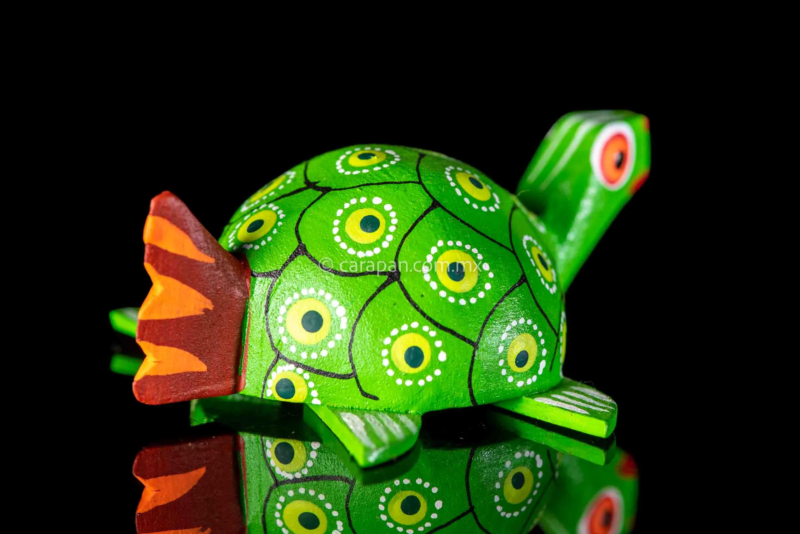 Small Oaxacan Alebrije Green Turtle Wood Carving