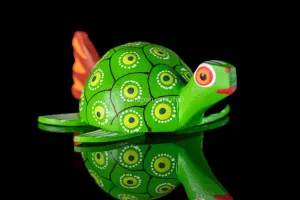 Small Oaxacan Alebrije Green Turtle Wood Carving