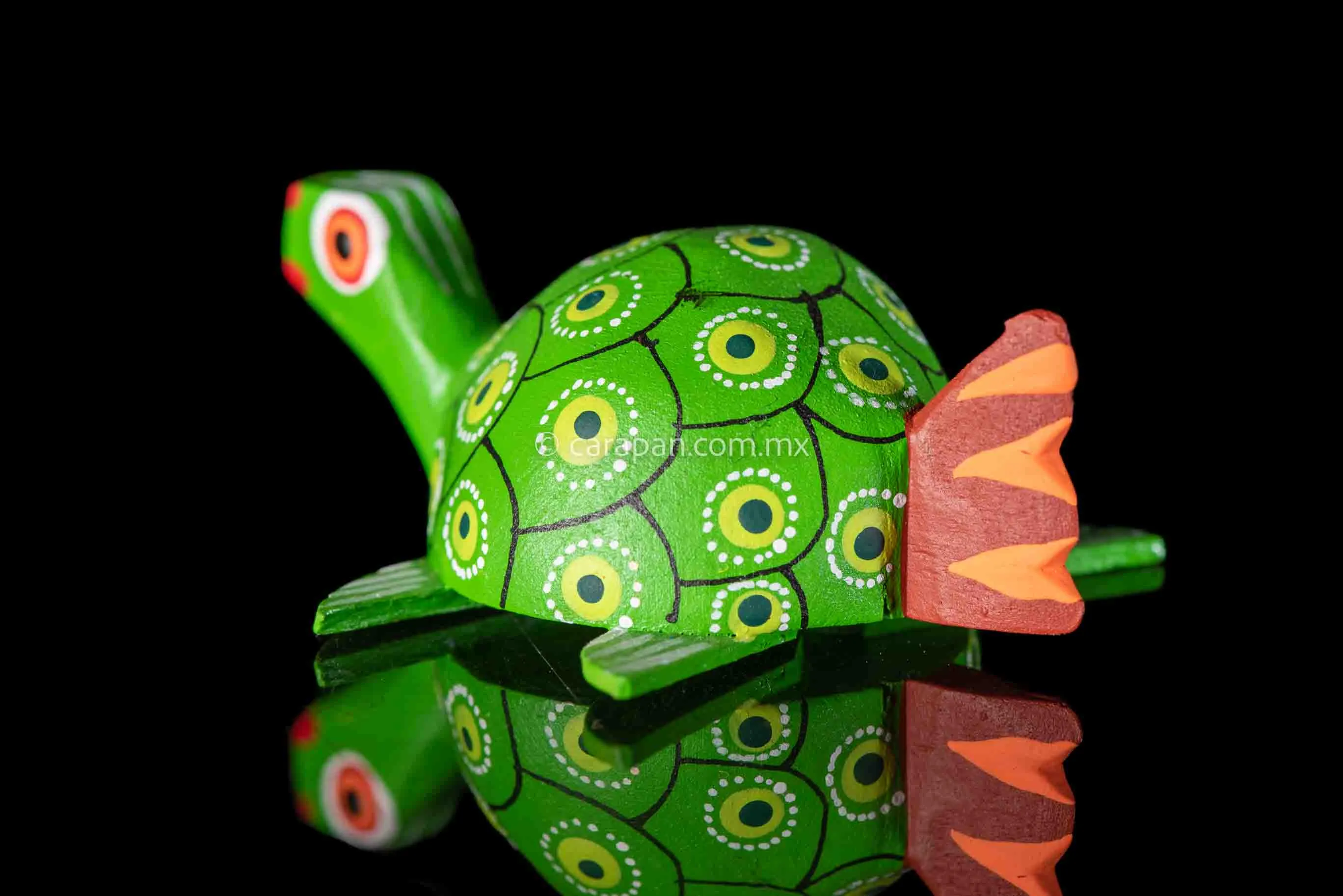 Small Oaxacan Alebrije Green Turtle Wood Carving