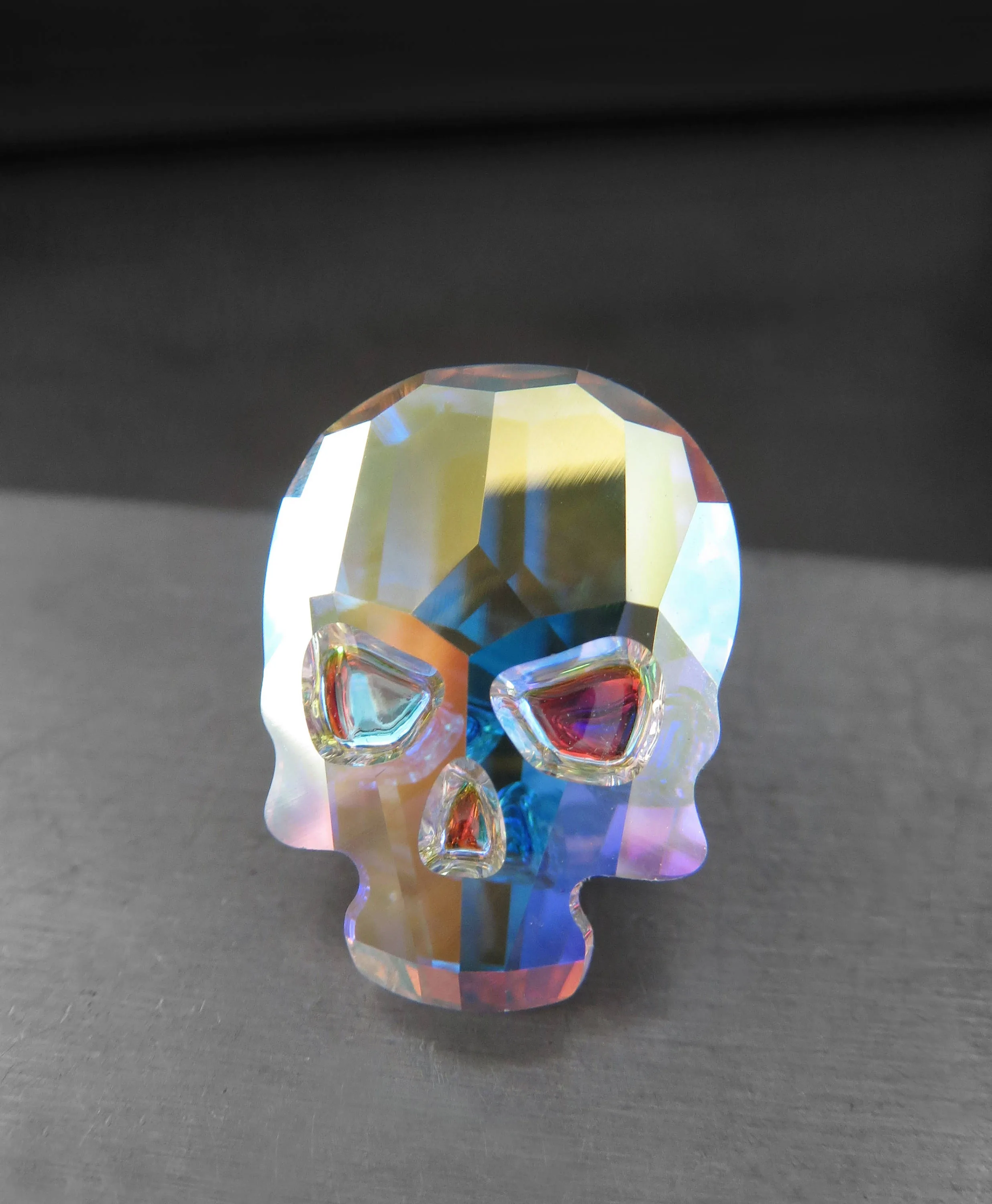 Small Sparkling Crystal Skull Pin or Magnet - Shimmer Iridescent AB