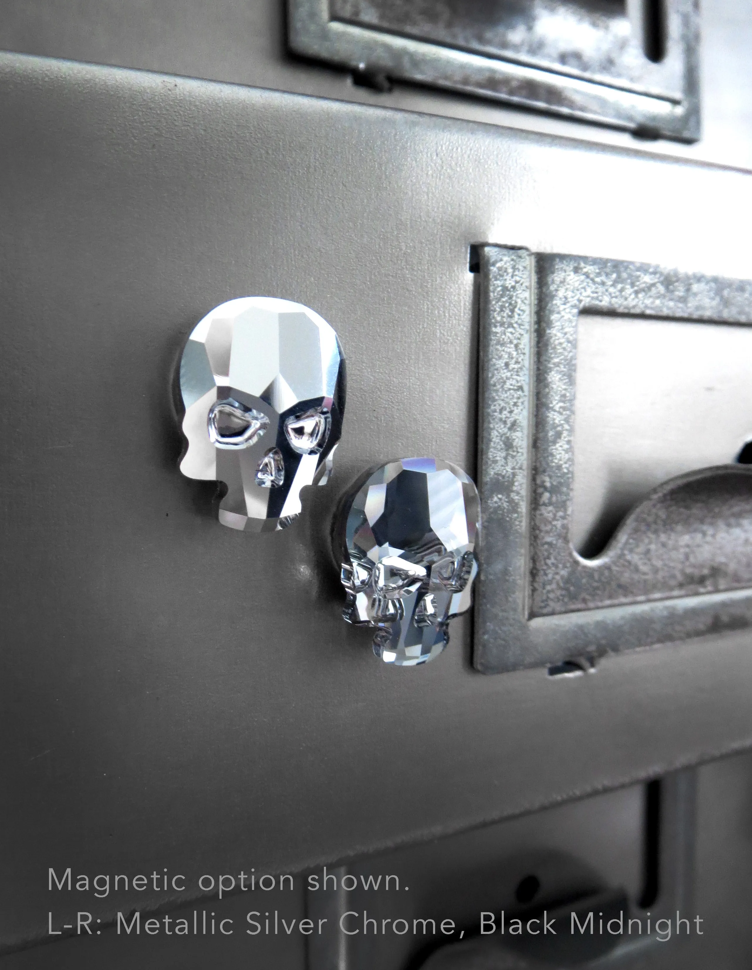 Small Sparkling Crystal Skull Pin or Magnet - Shimmer Iridescent AB