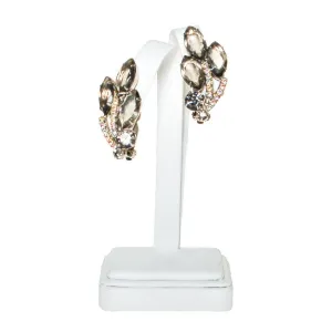 Smokey Crystal and Aurora Borealis Rhinestone Ear Crawler Earrings