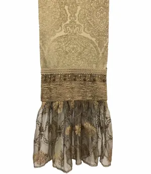 Soft Gold Damask And Tiger Chenille Table Runner