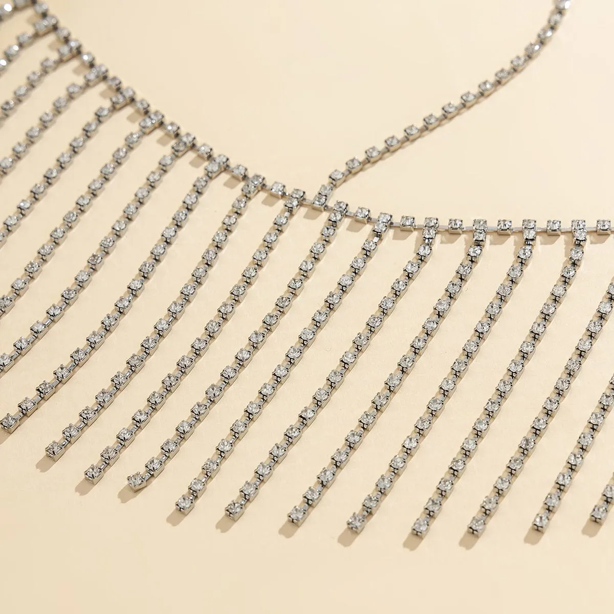 Sparkling Dainty Layered Rhinestone Inlaid Tassel Body Chain
