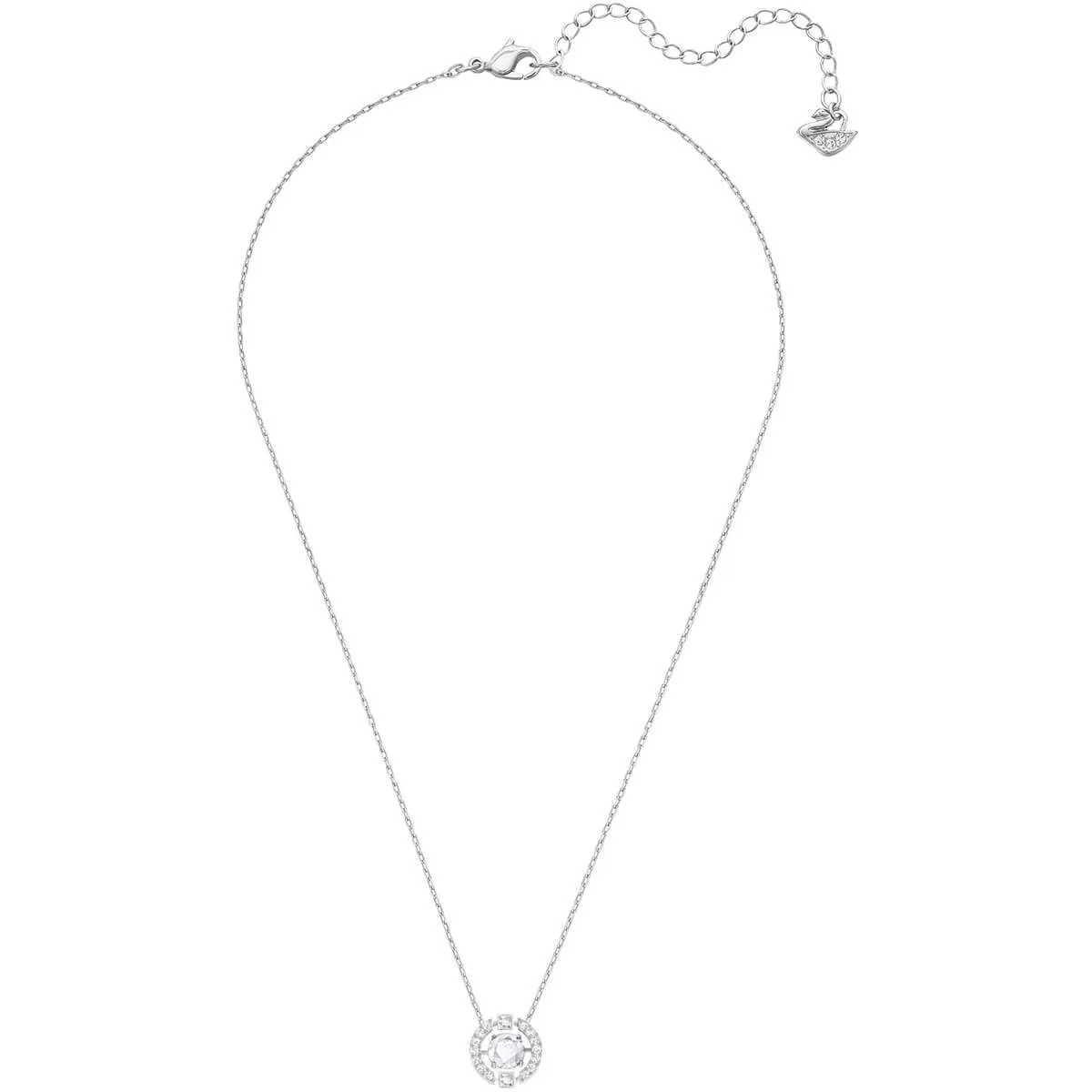 Sparkling Dance White Rhodium Plating Round Necklace