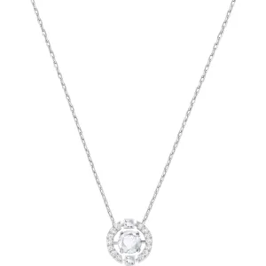 Sparkling Dance White Rhodium Plating Round Necklace
