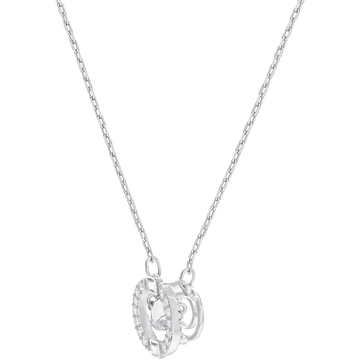 Sparkling Dance White Rhodium Plating Round Necklace