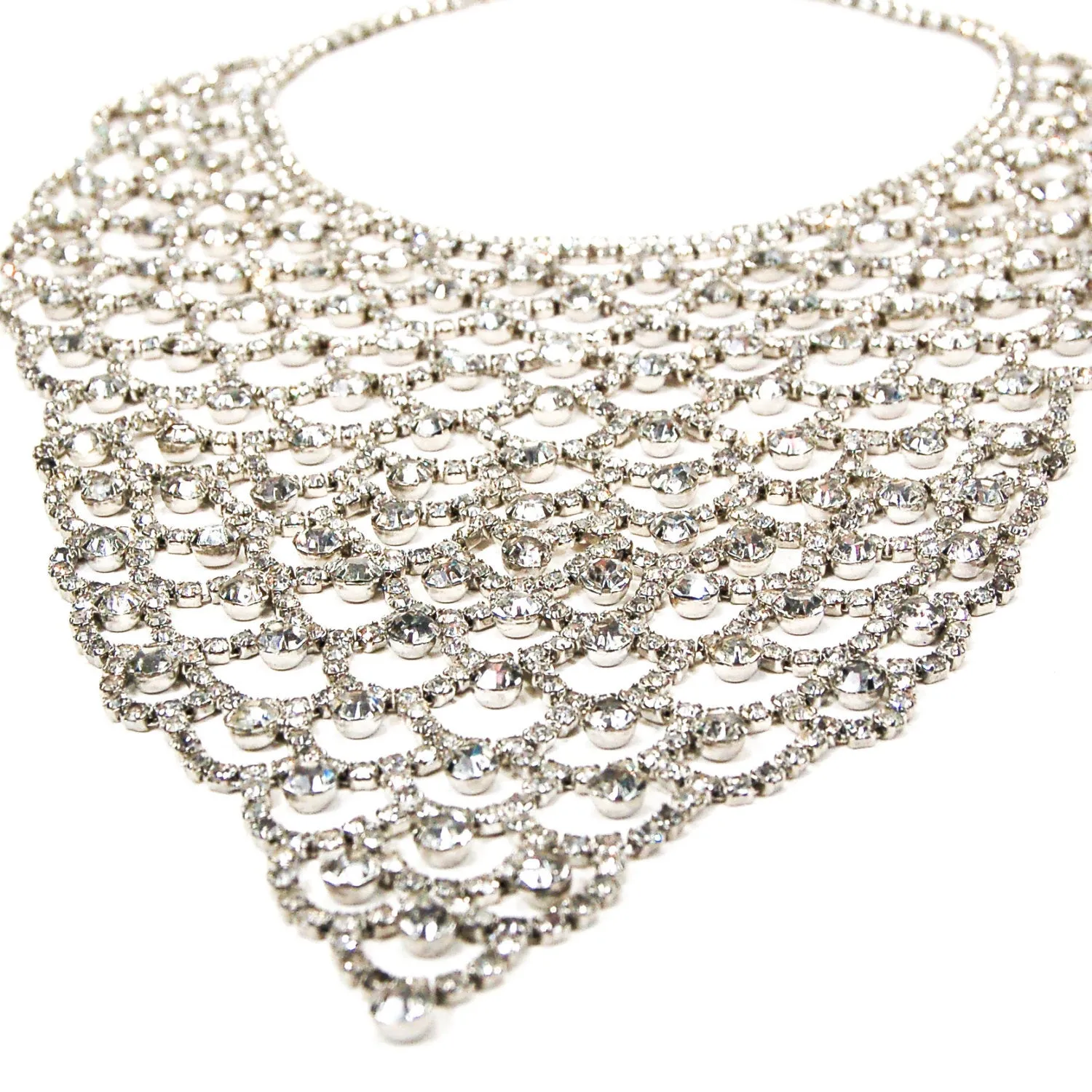 Sparkling Rhinestone Bib Statement Necklace