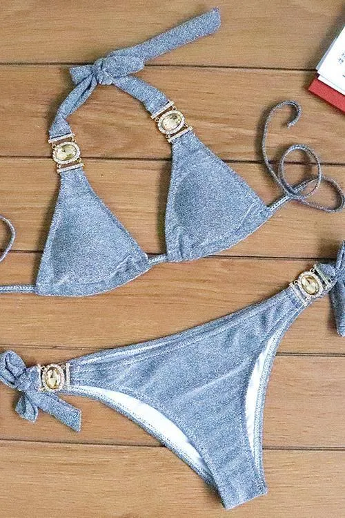 Sparkling Rhinestone Bikini Set