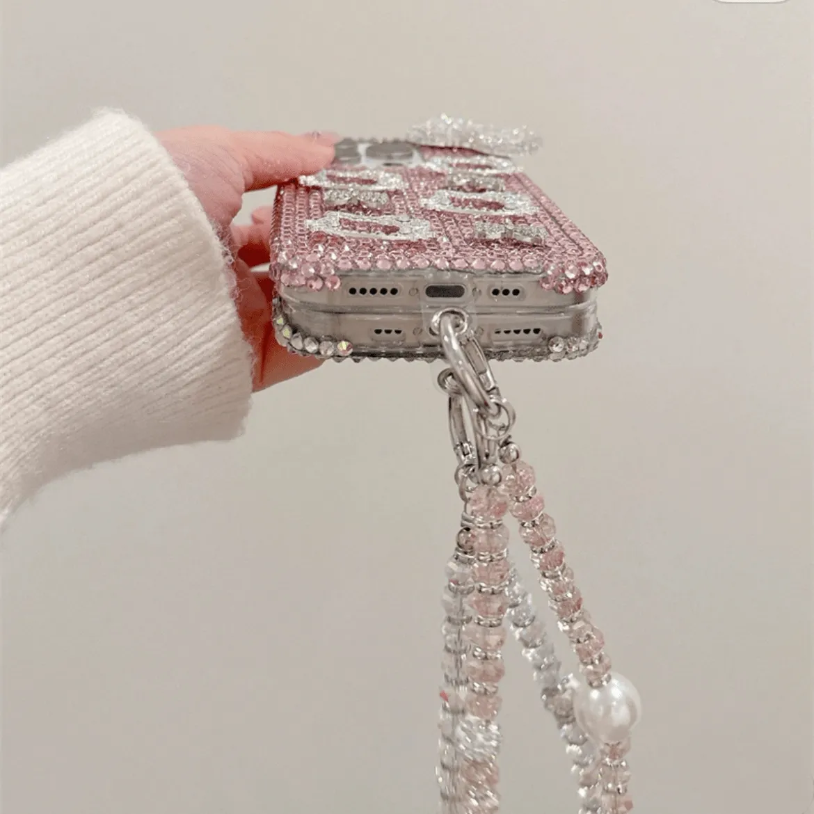 Sparkling Rhinestone Hello Kitty iPhone Case With Crystal Chain