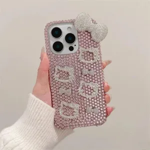 Sparkling Rhinestone Hello Kitty iPhone Case With Crystal Chain