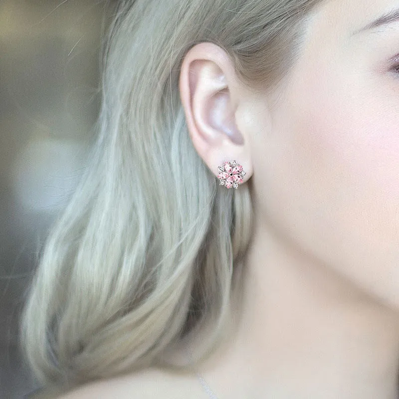 Sparkling Sakura Flower -- Stud Earrings