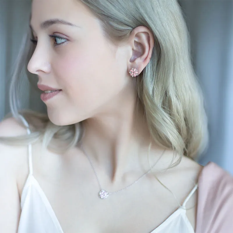 Sparkling Sakura Flower -- Stud Earrings