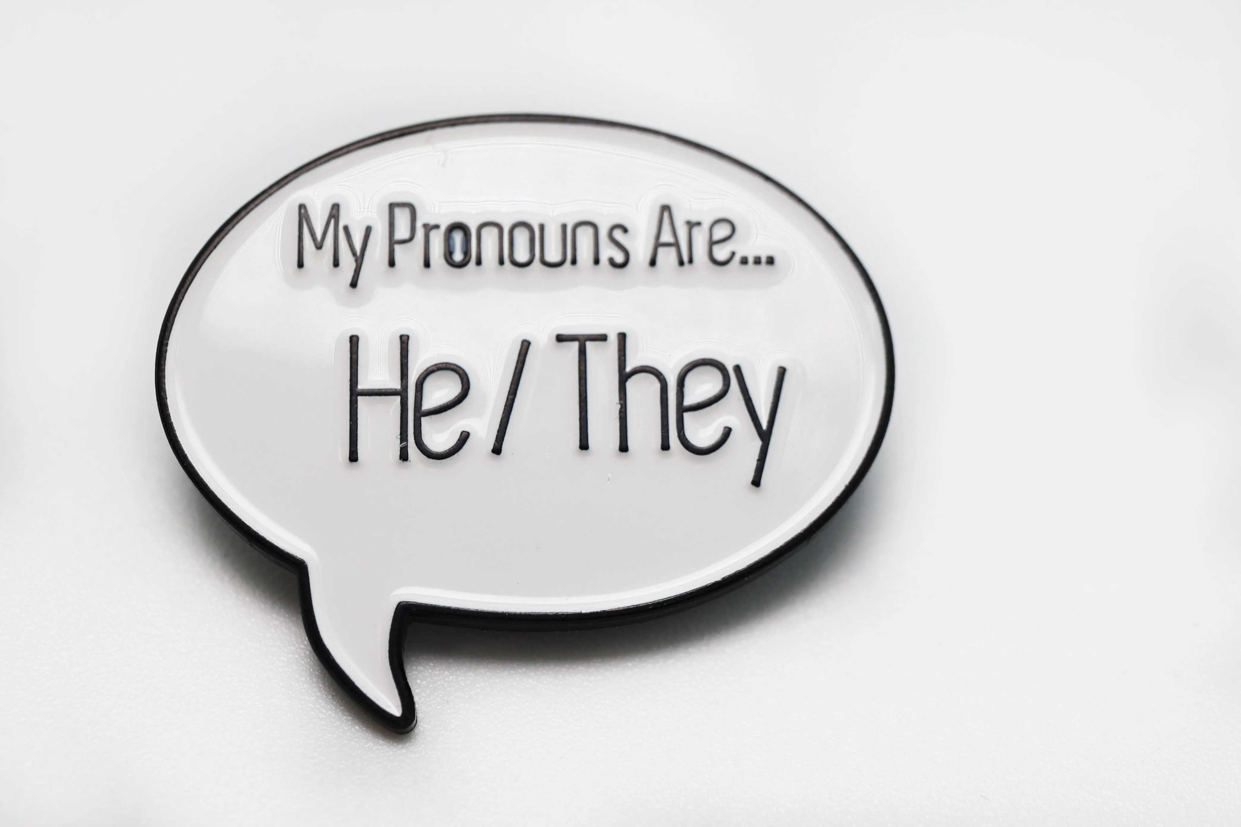 Speech Bubble Pin: He/They Pronouns