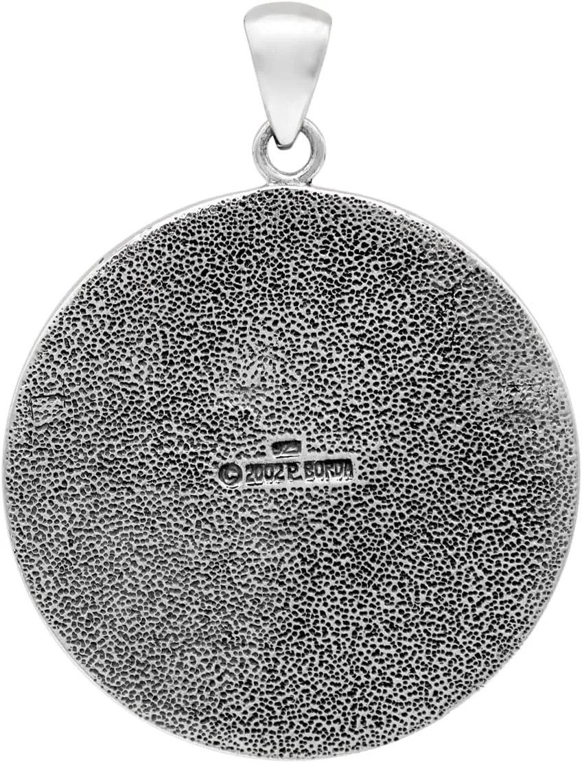 Sterling Silver Pagan Wheel of the Year Sabbat Pendant; 1.75 Inch Diameter