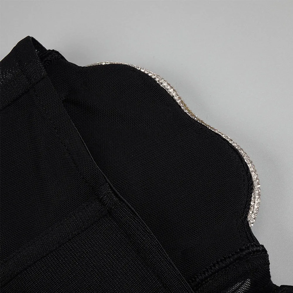 Strapless Sleeveless Rhinestone Mini Bodycon Dress BD2435