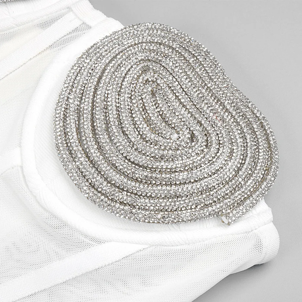 Strapless Sleeveless Rhinestone Mini Bodycon Dress BD2435