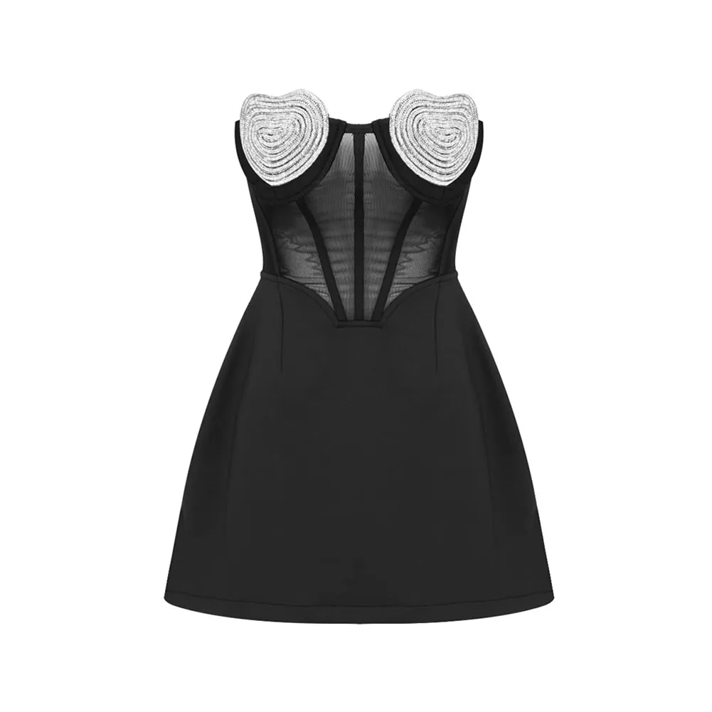 Strapless Sleeveless Rhinestone Mini Bodycon Dress BD2435