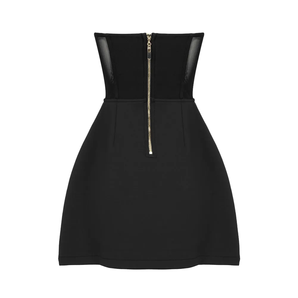 Strapless Sleeveless Rhinestone Mini Bodycon Dress BD2435