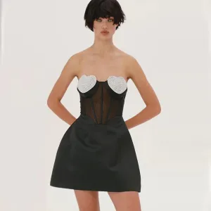 Strapless Sleeveless Rhinestone Mini Bodycon Dress BD2435