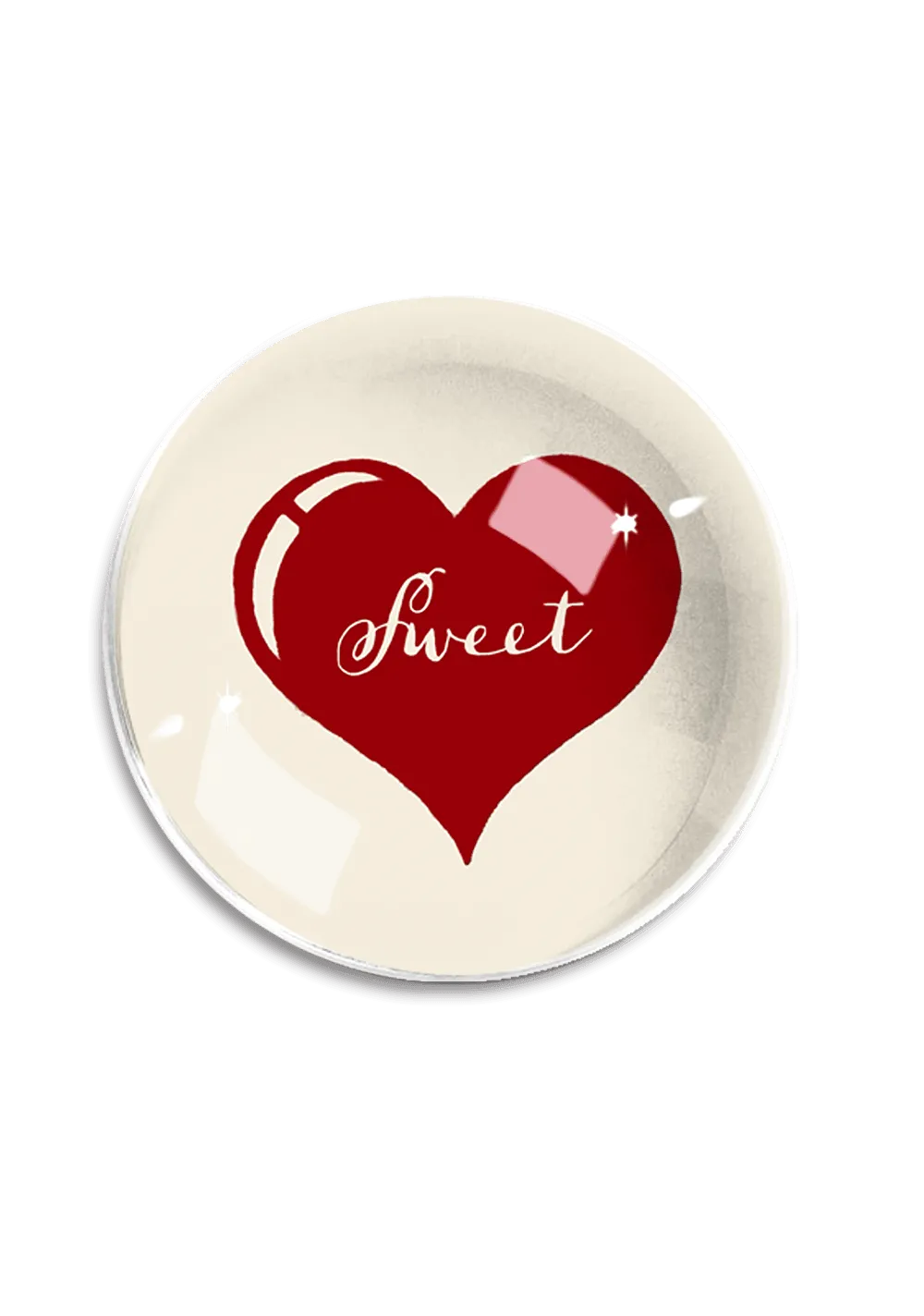 Sweet Heart French Crystal Dome Paperweight