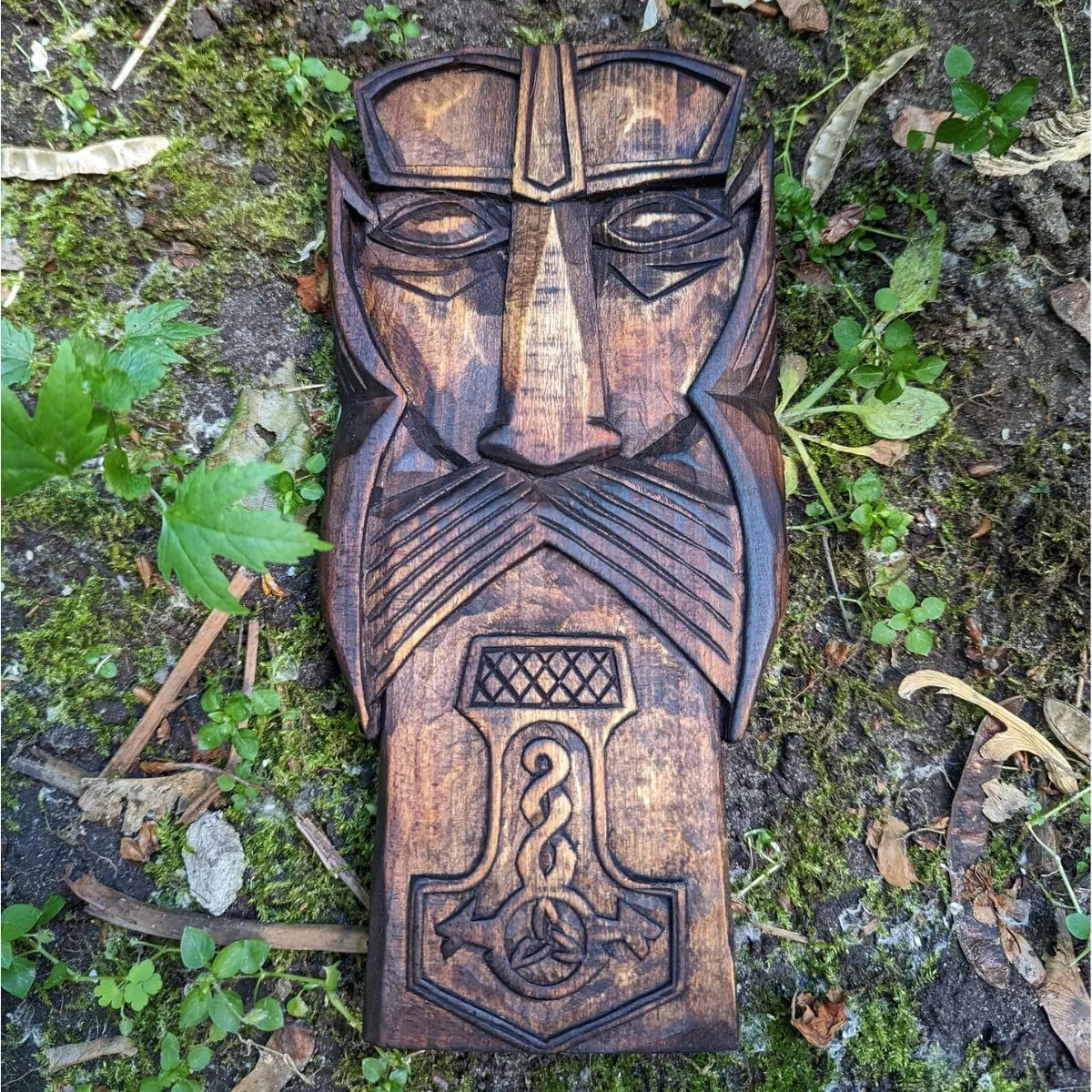 Thor carving wood wall panel
