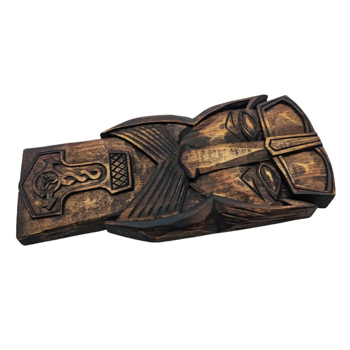 Thor carving wood wall panel