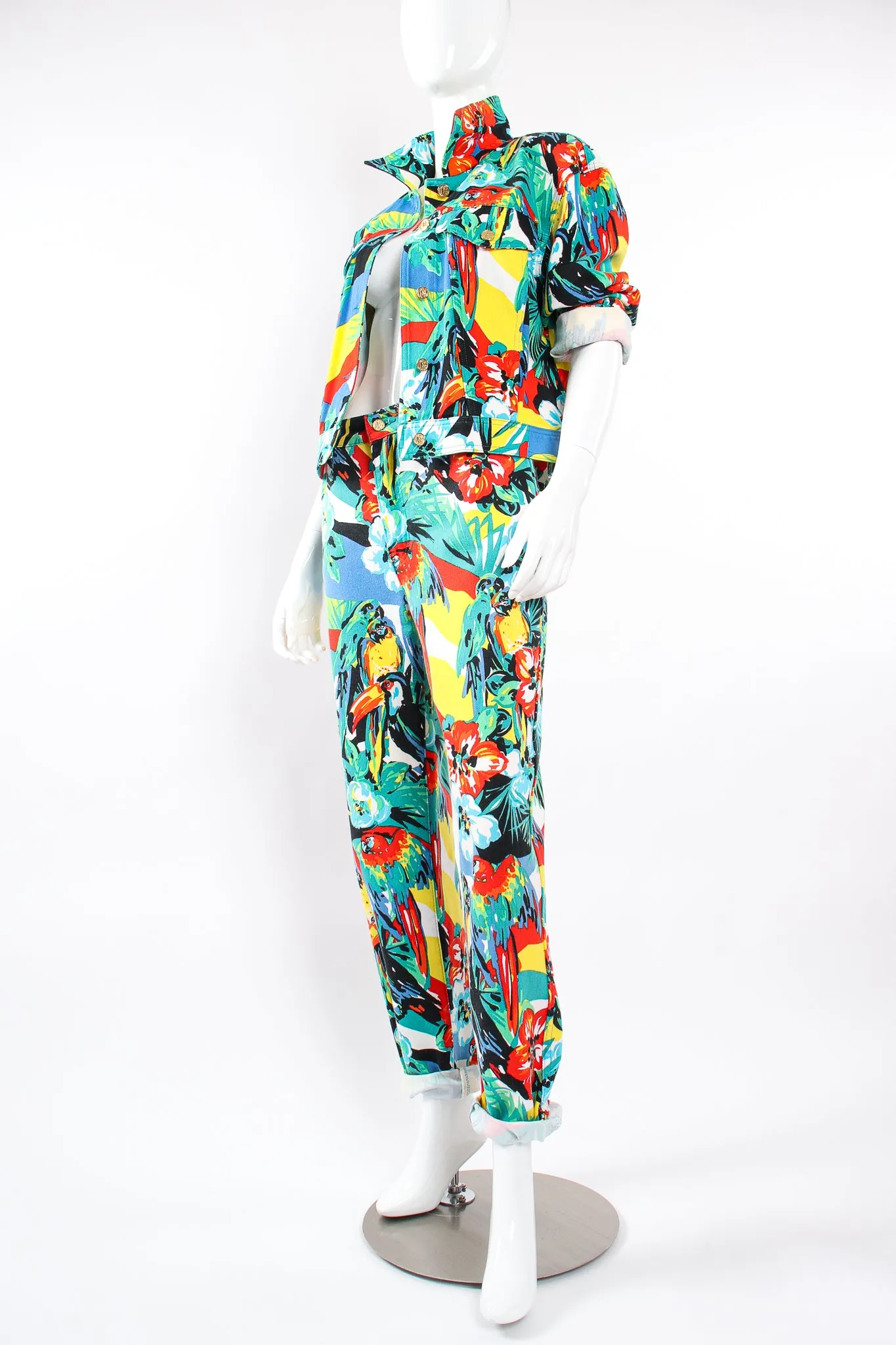 Tropical Parrot Denim Jacket & Pant Set