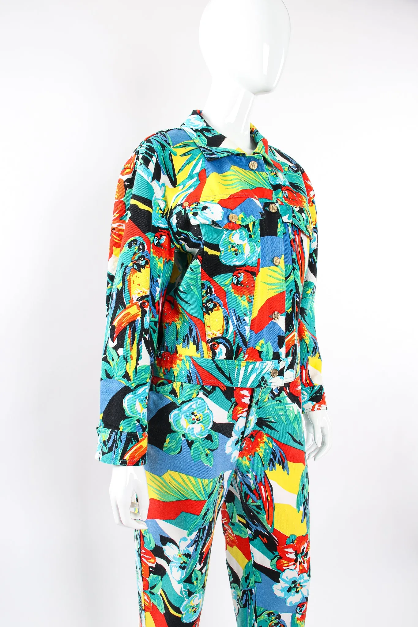 Tropical Parrot Denim Jacket & Pant Set