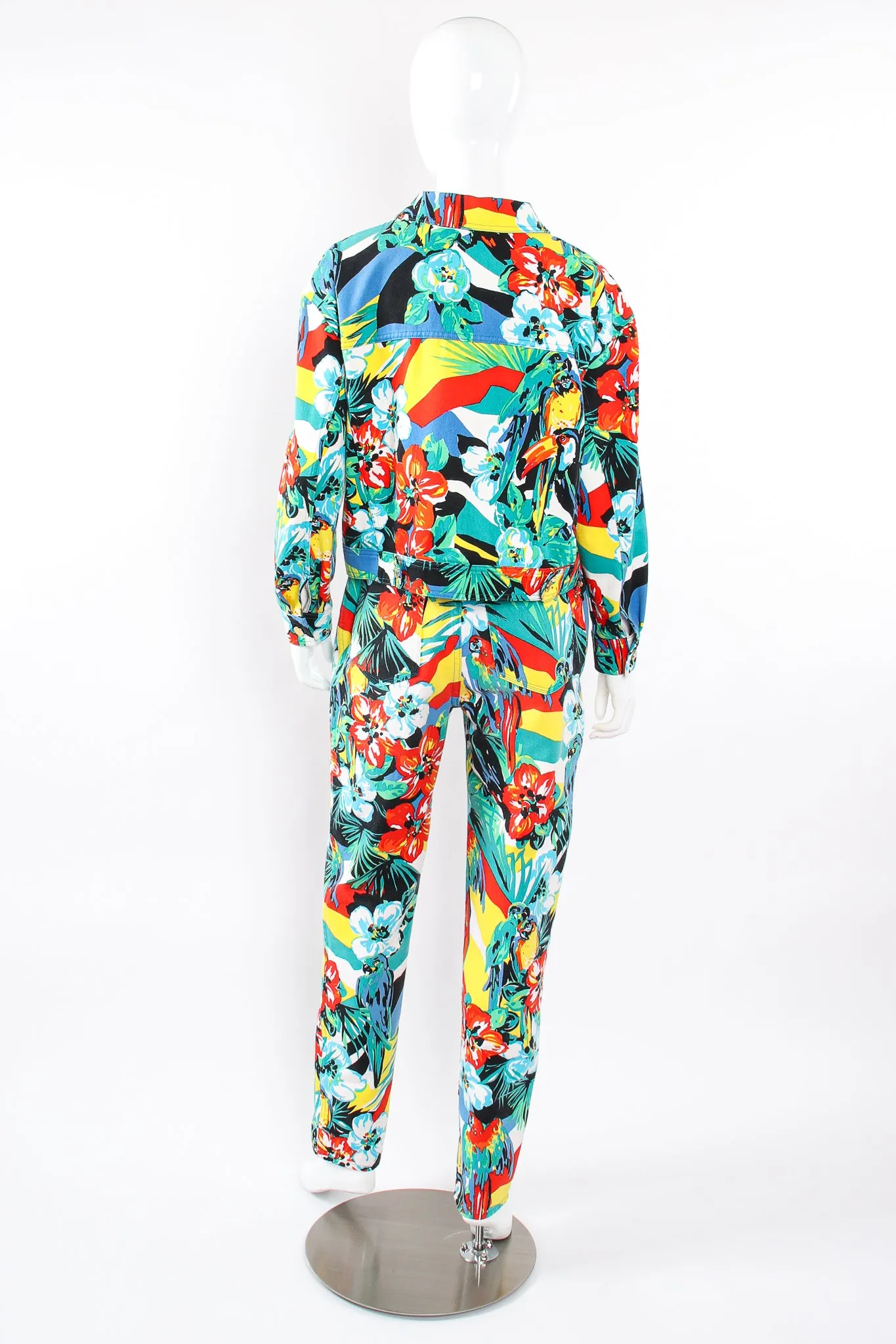 Tropical Parrot Denim Jacket & Pant Set