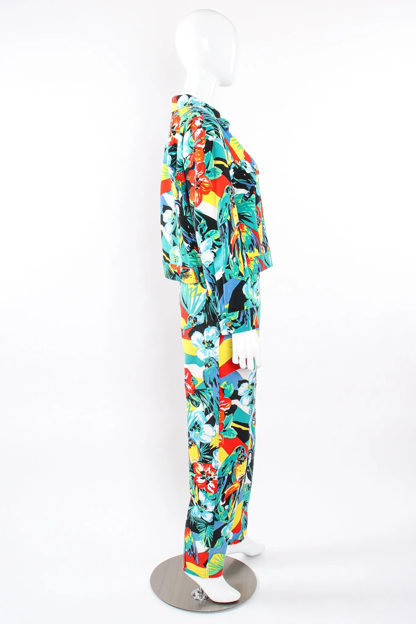 Tropical Parrot Denim Jacket & Pant Set