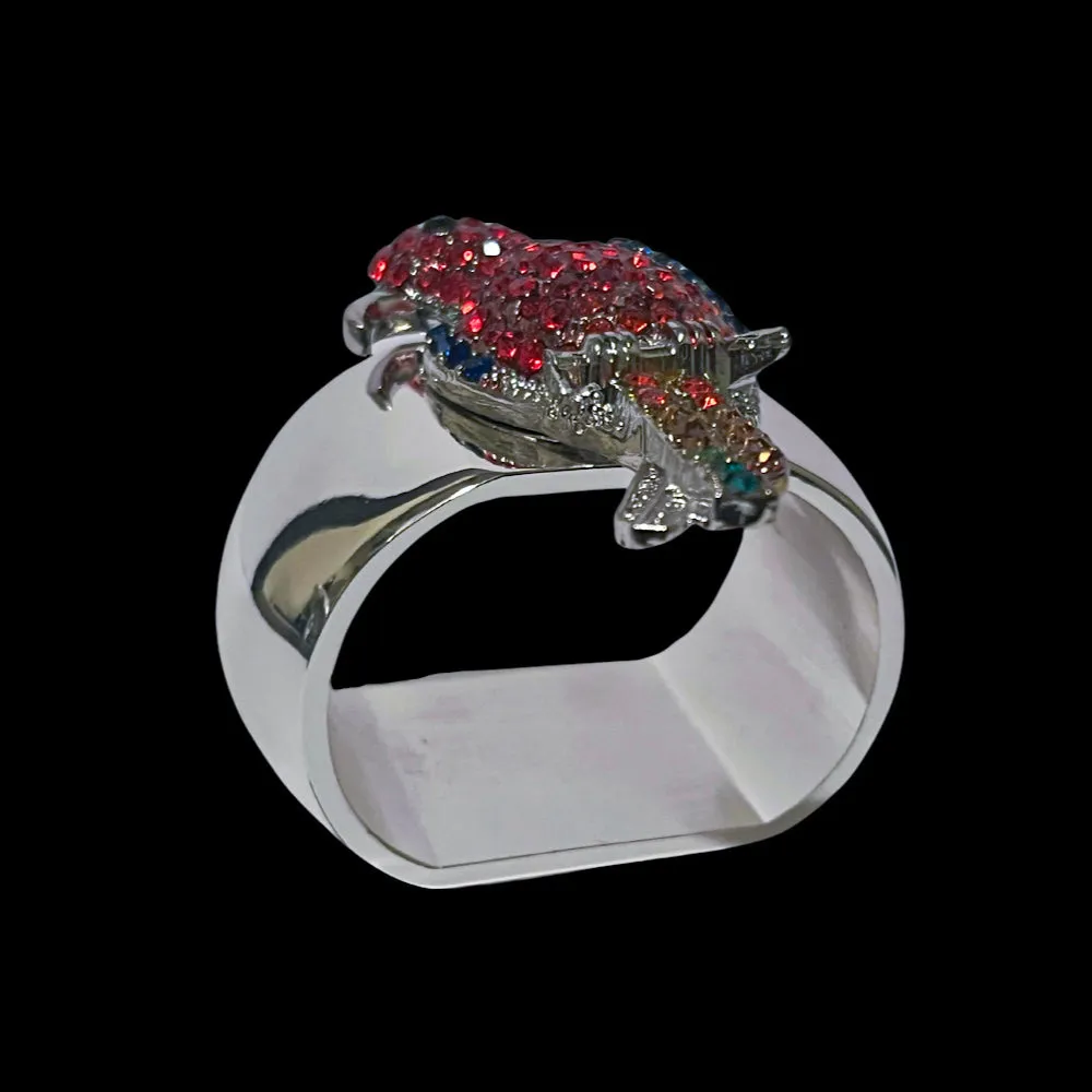 Tropical Parrot Napkin Ring Featuring Premium Crystal | Set of 4