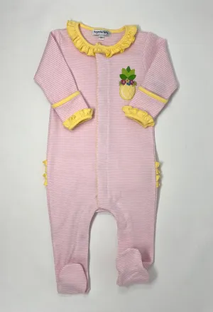 Tropical Pineapple Ruffle Footie - Pink