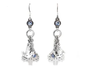 Twelve Days of Christmas Engraved Birthstone Earrings, 2nd Day, Two Turtle Doves